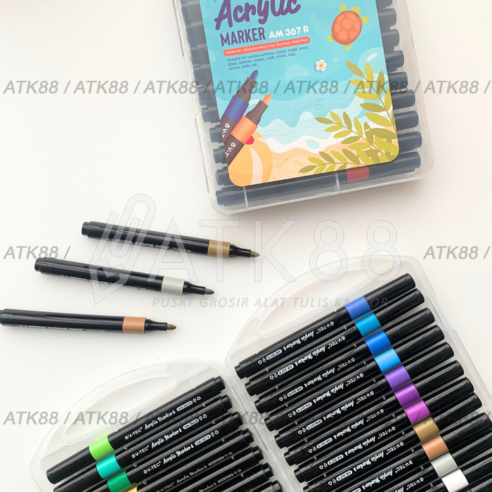 

V-TEC ACRYLIC MARKER AM 367 R 24 COLOUR CAT AKRILIK SPIDOL