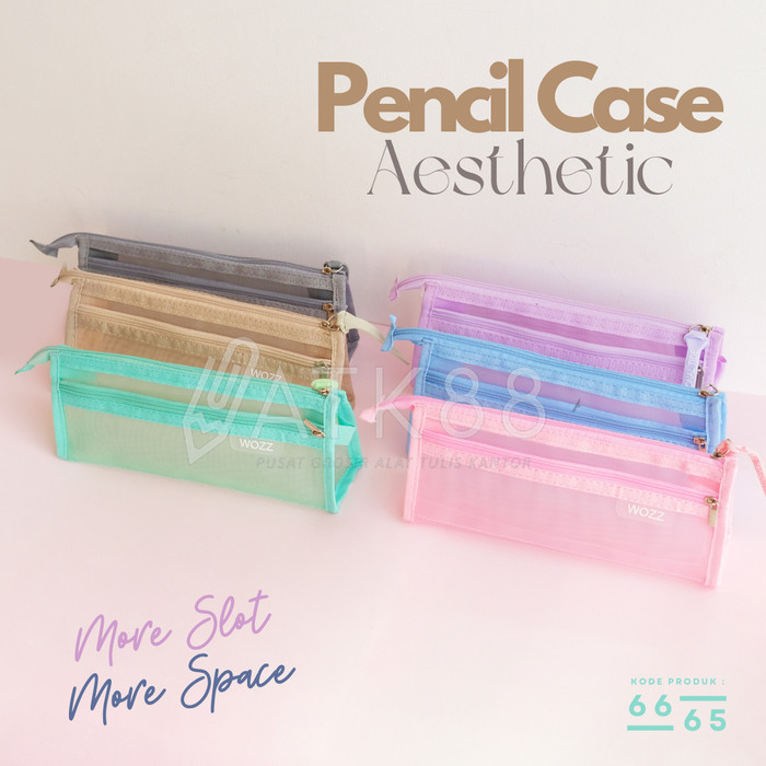 

Tempat Pensil Transparan Aesthetic 6665 / Pencil Case Resleting Pouch