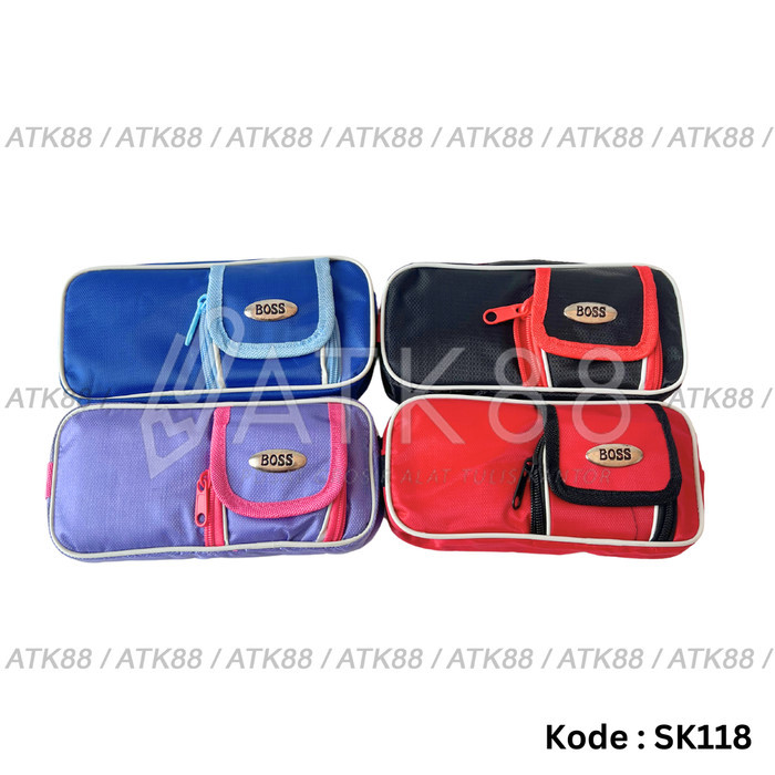 

Pencil Case / Tempat Kotak Pensil / Kain Resleting Boss Polos Koin