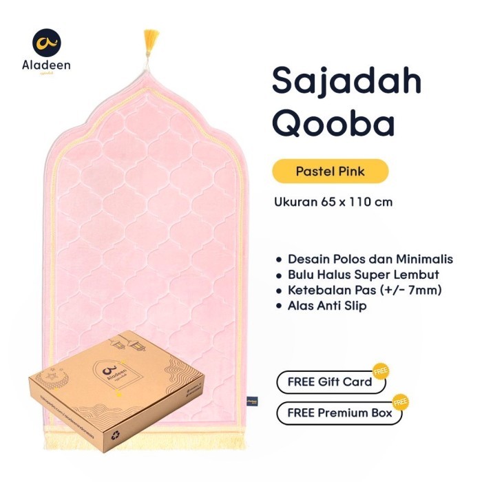 Sajadah Aladeen (Qooba) - Pink Muda Size Dewasa Free Kartu Ucapan