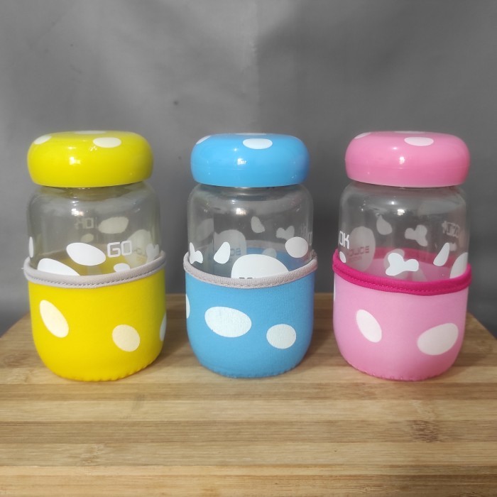 .........] Botol Kaca Jamur + Strainer + Sarung Souvenir 300ml