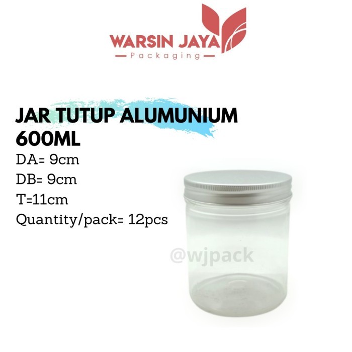 Plastik Jar 600Ml Tutup Alumunium