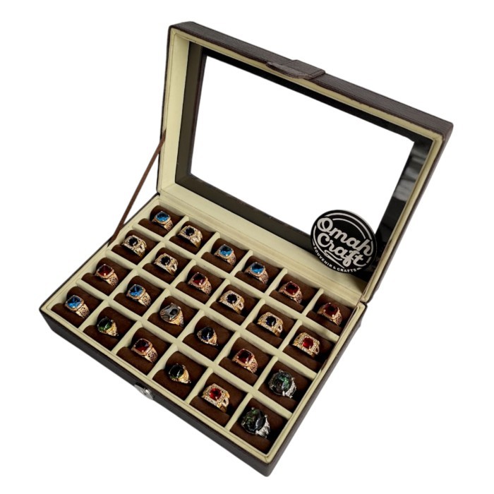 Kotak Cincin Isi 24 Coklat Crem / Tempat Cincin Akik / Box Cincin