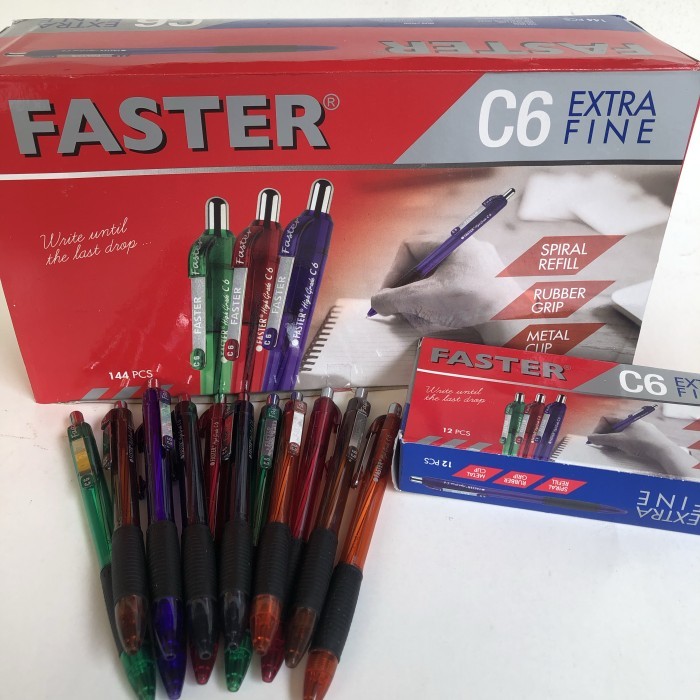 Sale Ballpoint Pulpen Bolpen Faster C6 Black/Blue