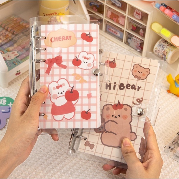 Ring Binder 6 Lubang A6 Aesthetic Binder Transparan Note Map Binder