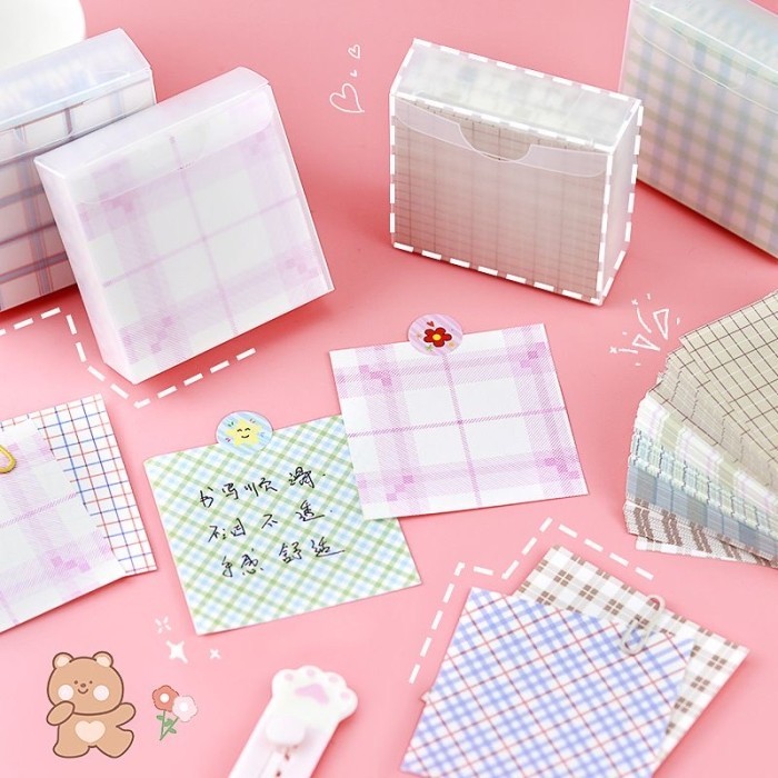 200 Lembar Grid Note Memo Notes Note Paper Plaid Korean Style Notepad