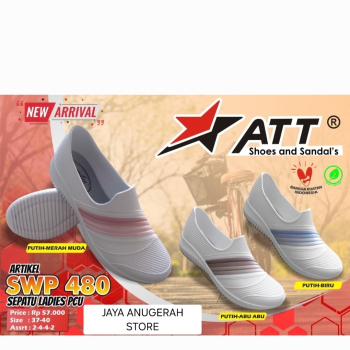 SEPATU KARET WANITA WARNA PUTIH MERK ATT SWP 480