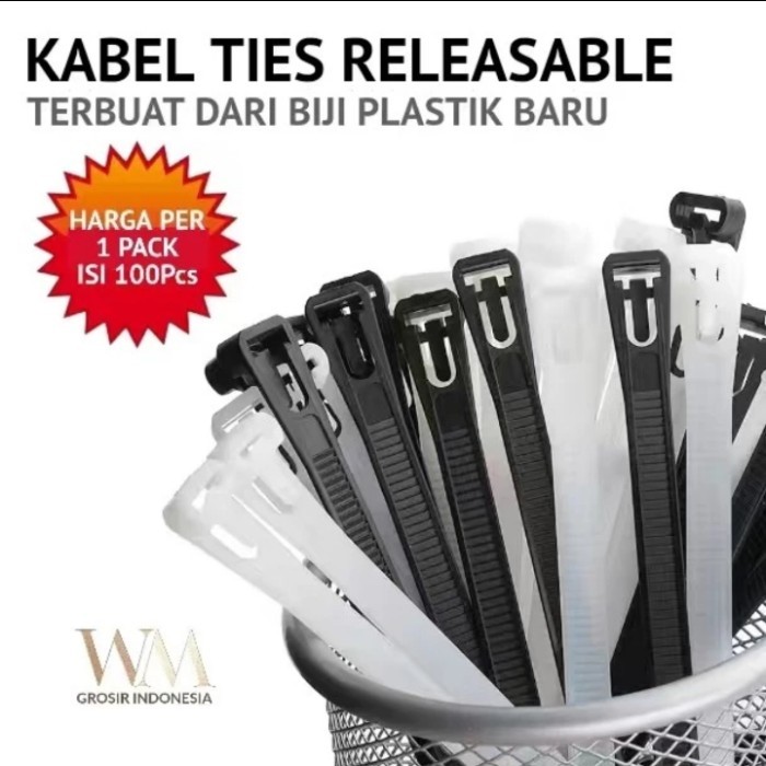 

Sale Kabel Ties Reusable / Releasable C-Lock 200 X 7,2