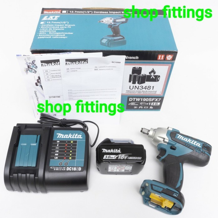 Makita DTW 190SFX7 Bor Baterai 18Volt Buka Baut Cordless Impact Wrench Unit Baru - Garansi