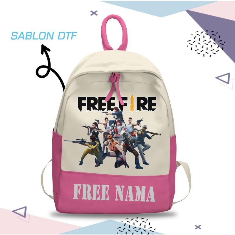 (FREE NAMA) TAS RANSEL ANAK COWOK CEWEK TAS SEKOLAH TK SD SMP KARAKTER TERBARU FREE FIRE