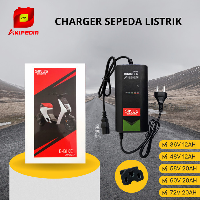 Charger aki battery sepeda listrik 36v 12ah - 48v 12ah
