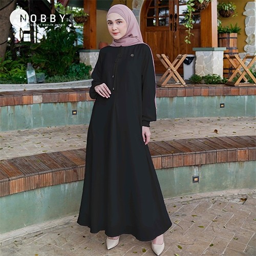 Nobby Dress Gamis Polos Muslim Terbaru Bahan Misory Busui Wudhu Friendly Sasmaya Dress TERLARIS