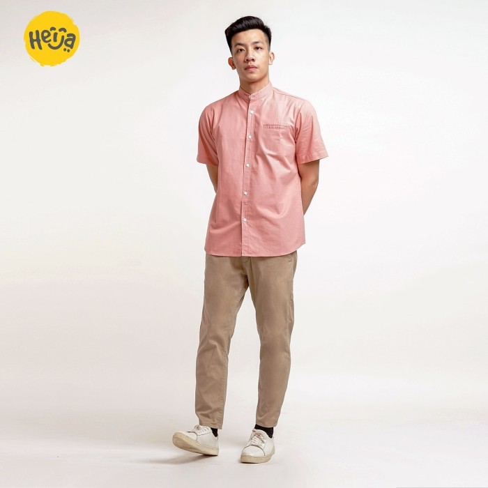 Produk Unggulan Kemeja Koko Anak Lengan Pendek-Warna Pink Salem Peach - Asror Shirt