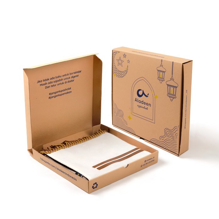 READY SAJADAH ALADEEN BULU TIPIS (TANPA BUSA) - PUTIH KREM SIZE DEWASA