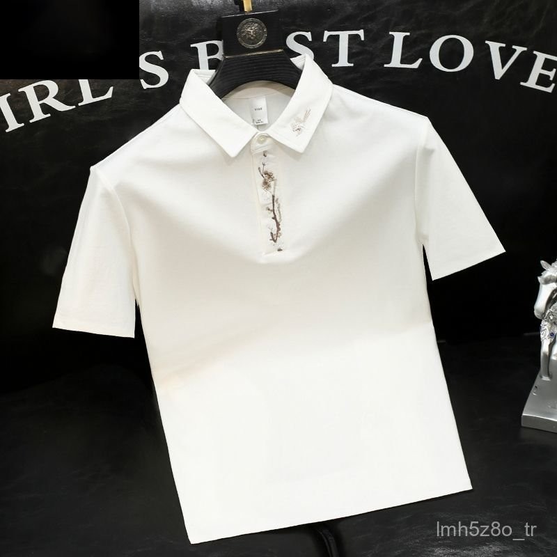 Kerah Putih Polo Kemeja Bordir Remaja Pria