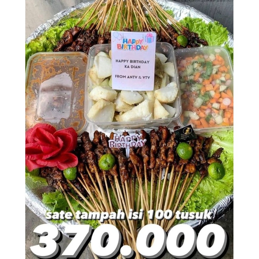 

Sate Ayam Tampah Isi 100 Tusuk - Hampers Birthday / Anninversary - Free Topper Dan Card