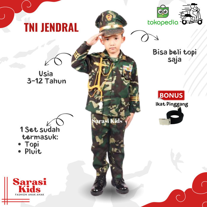 BAJU TNI JENDRAL ANAK LAKI LAKI BAJU TNI LORENG BAJU TENTARA ANAK ANAK