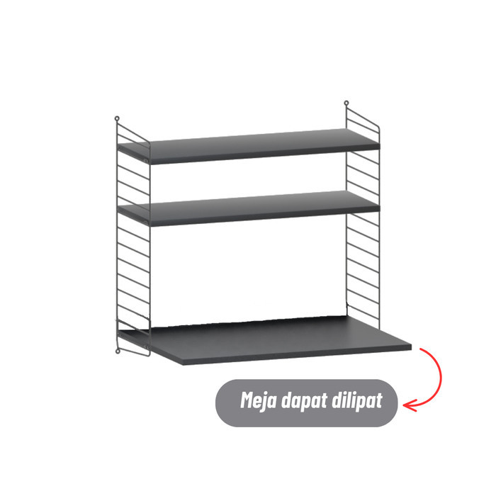 Rak Dinding + Meja Lipat Dinding / Meja Gantung / Meja Komputer