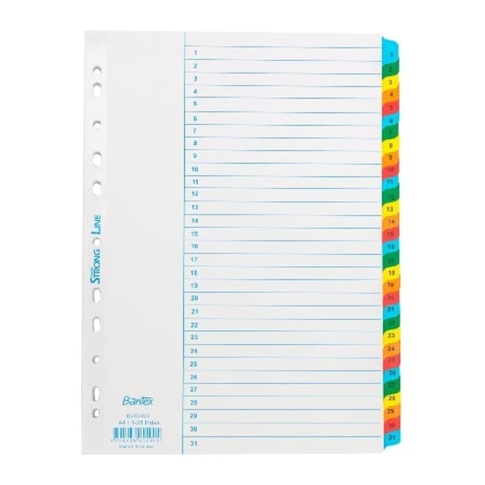 

TERBARU Bantex Strongline Indexes A4 Size - 31 Pages (1-31 Index) #6242