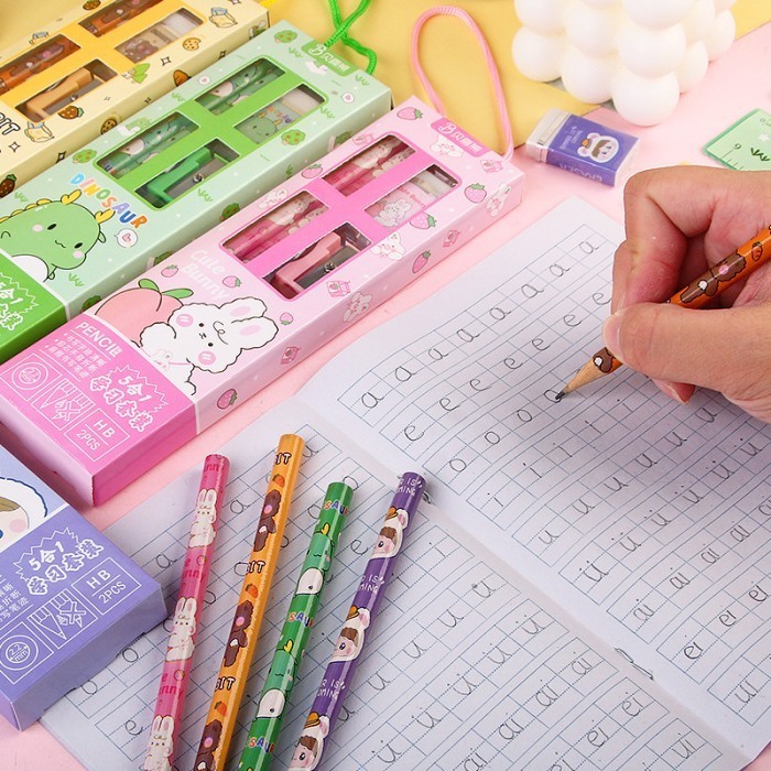 

Pensil Set 5in1 Mini Stationery Peralatan Menulis Anak Karakter Lucu