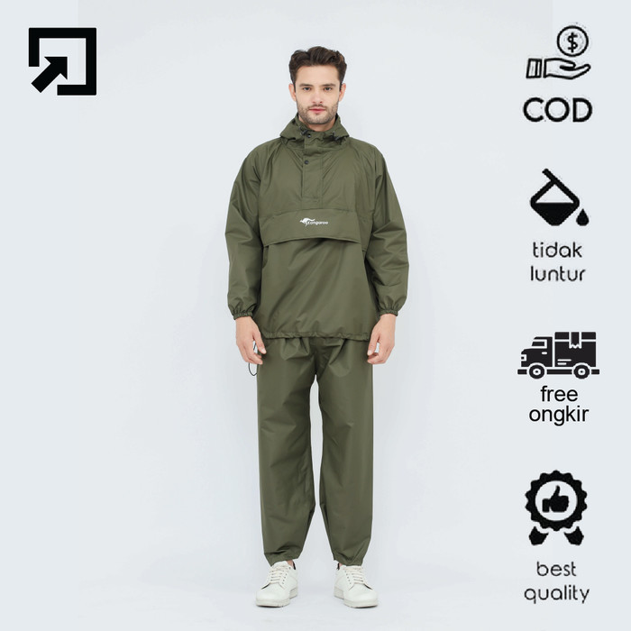 Jaket Jas Hujan Pria Setelan Mantel Saku Kangaroo Raincoat Premium