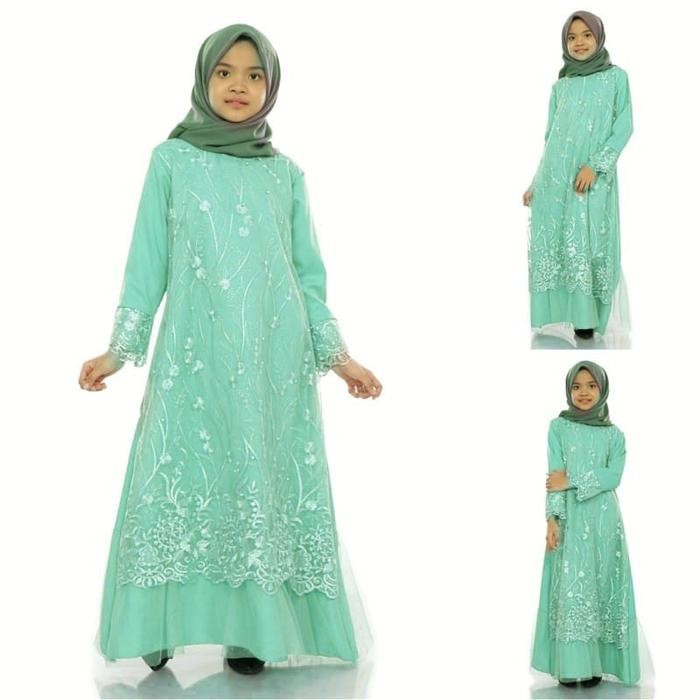 GAMIS ANAK NASWA BRUKAT TILE MUTIARA IMPORT 3-12 TAHUN / GAMIS ANAK MUSLIM BRUKAT TILE MUTIARA /