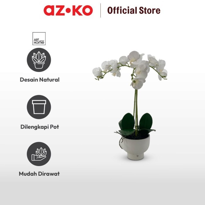 

AZKO ARTHOME 60 CM BUNGA ARTIFISIAL ORCHID 3 STEM DENGAN POT CRM - UNGU TUMBUHAN BUATAN BUNGA HIAS