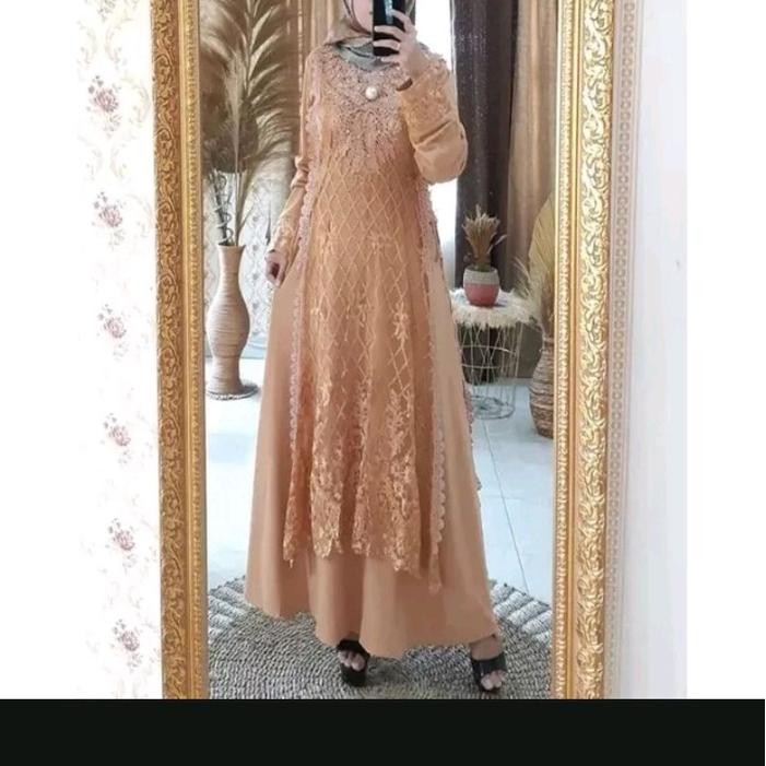 New Product [Cod] New Gamis Pesta Brokat Import // Dress Kebaya Brokat Import Pesta Super Cantik//