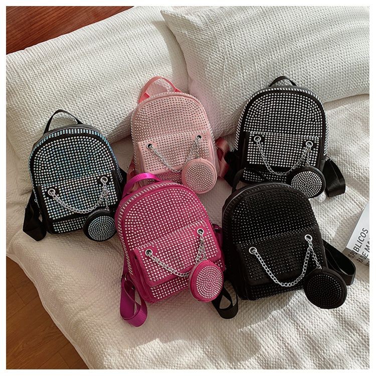 2024Fashion Gaya Korea Baru dengan Berlian Palsu/Tas ransel kecil/Ransel/Tass Wanita