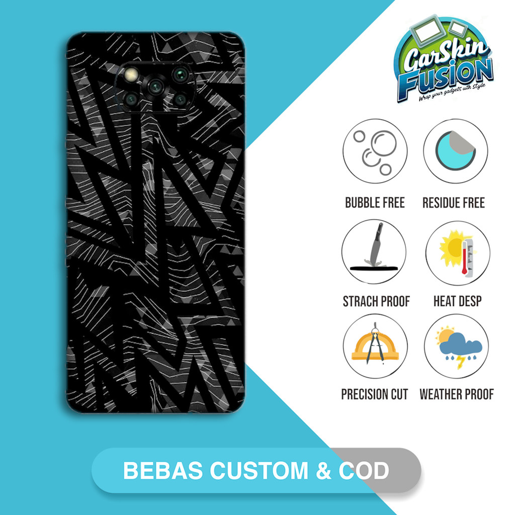 Garskin Skin Poco X3 Nfc X3 Pro black stripe Kode - YN7 Custom | Case Anti Jamur Gores