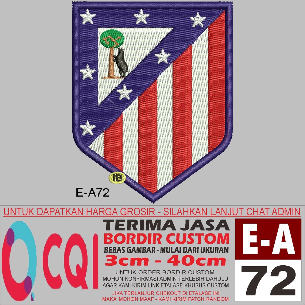 PATCH BORDIR LOGO E-A72 BOLA LALIGA SPANYOL ATLETICO MADRID - OCQI EMBROIDERY TESTIMONI