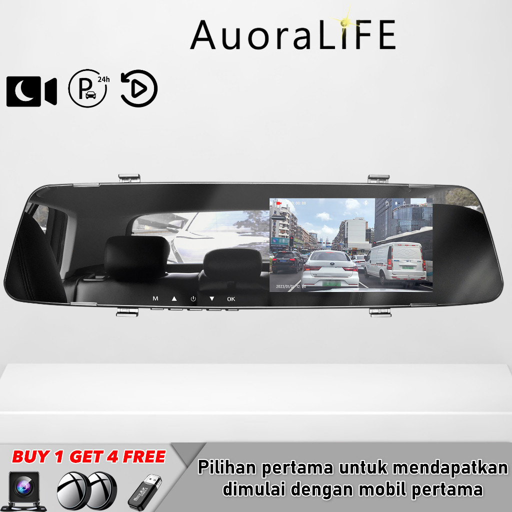 AuoraLife "4.39" IPS Dashcam with Wi-Fi Night Vision & G-Sensor - 1080P Car Spy Camera, includes