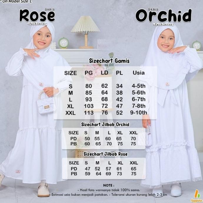 Heppinn-Gamis Kids Rose Putih Series Katun Madinah Fodu Set Hijab Anak