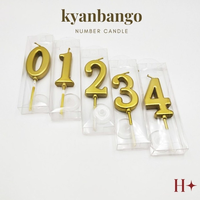 HKyanbango Lilin Angka 0-9 Ulang Tahun Emas 1 Pcs