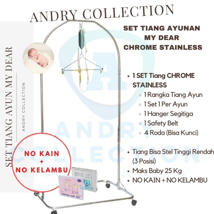 RANGKA AYUNAN BAYI MY DEAR TIANG AYUNAN BAYI CHROME STAINLESS VARIASI