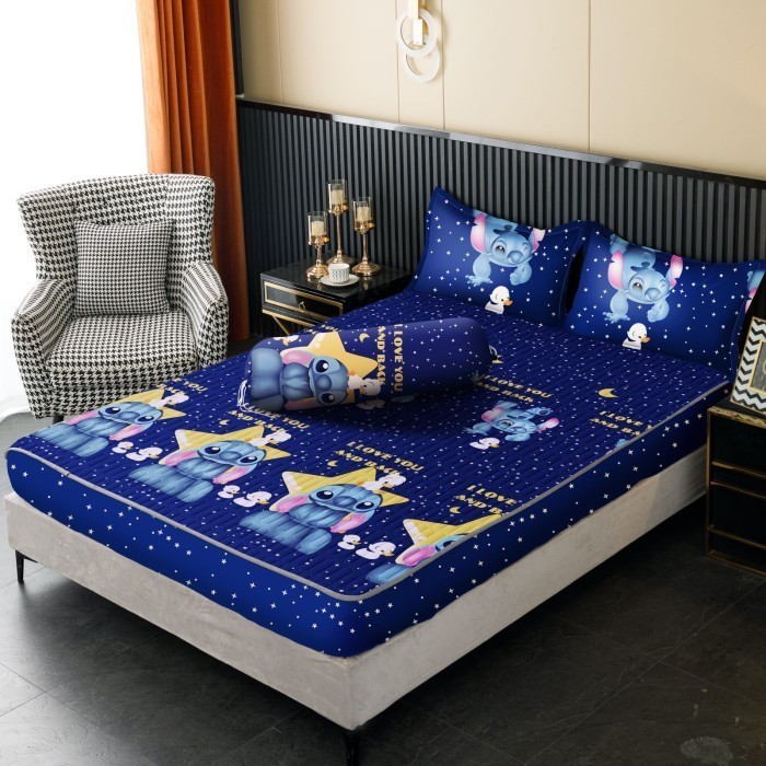 sprei waterproof 200x200 plus sarung bantal dan guling merk texania