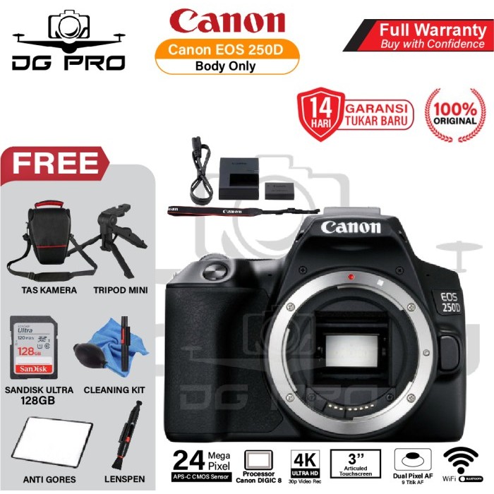 Canon Eos 250D Body Only Dslr Camera Digital Bodi Only / Bo