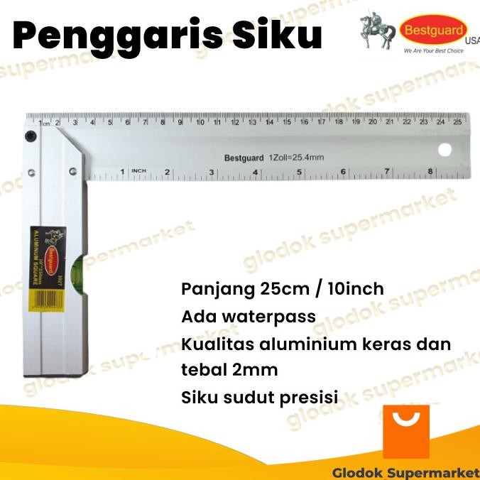 

Promo Penggaris Siku L Waterpass Bestguard i027 25cm COD