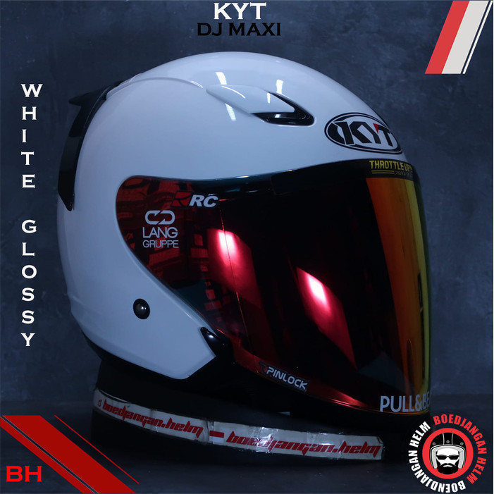 Kyt Helm Dj Maxi Solid White Glossy - Half Face - Double Visor