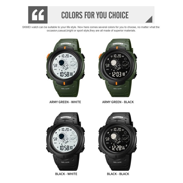 Jam Tangan Astronot Skmei 1820 Water Resist 5 Atm Led Original Skmei