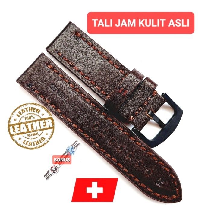 Tali Jam Tangan Swiss Army 24 Mm Strap Kulit Asli Genuine Leather