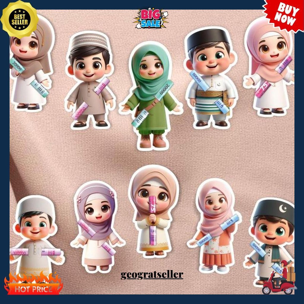 

(30Pcs) Amplop Lebaran Gemoy Karakter Unik 3D Idul Fitri 2025 Angpau Thr Peluk Uang Selip Cod