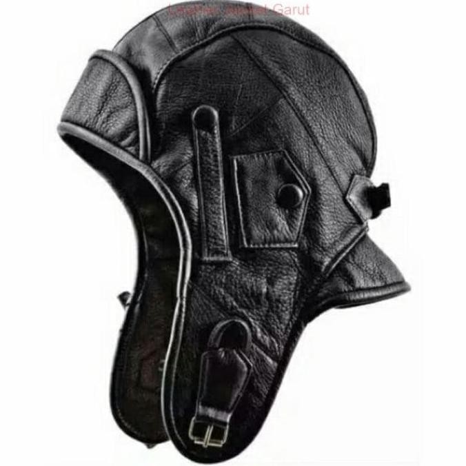 Topi Pilot Pesawat Helm Motor Paralayang Kulit Asli