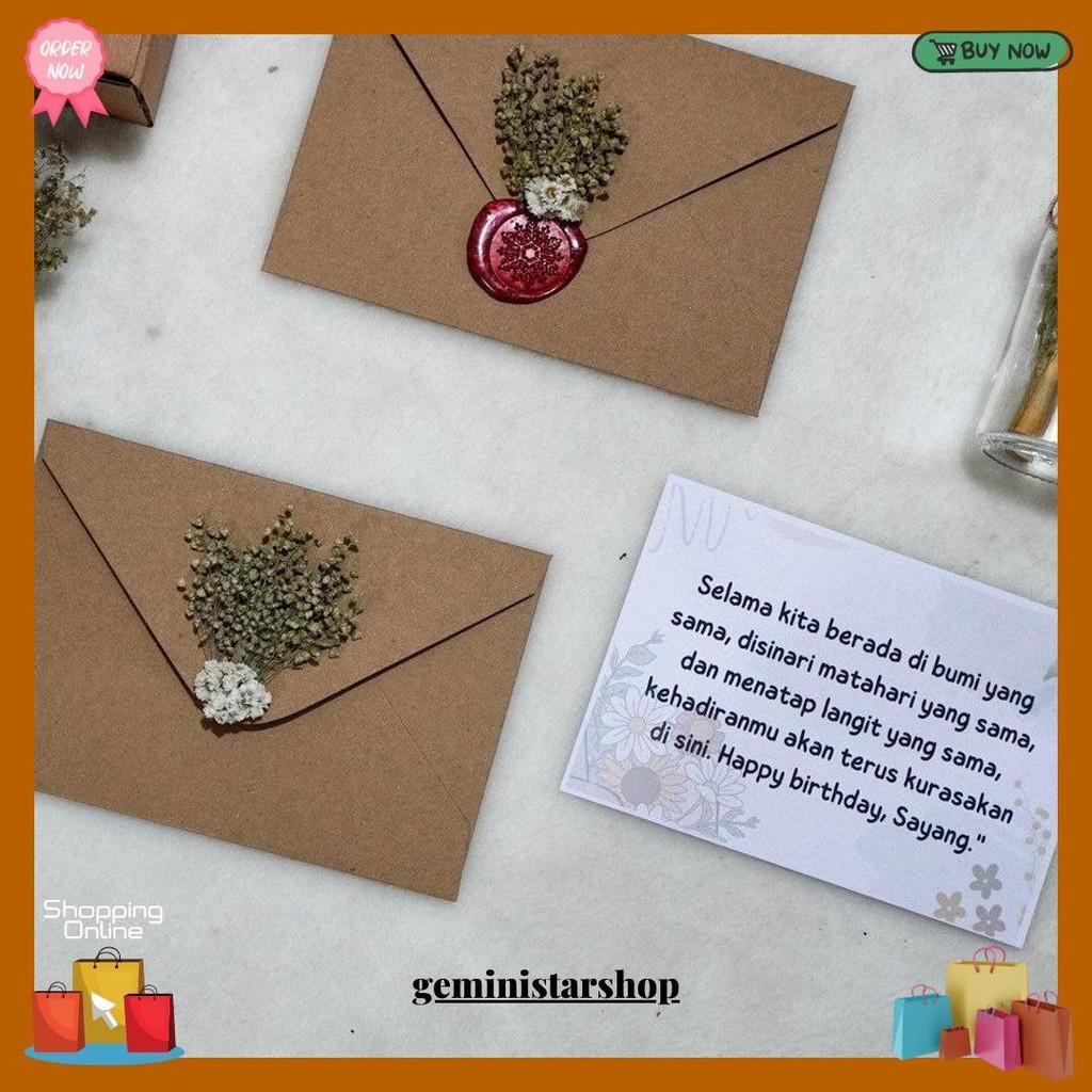 

Amplop Gift Rustic Dried Flower A6 11X16 Cm / Amplop Rustik Vintage / Amplop Kado Lebaran Seal Bunga Kering Asli Termurah Banget