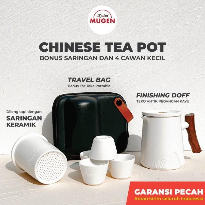 Chinese Tea Infuser Pot Set | Teko Teh Keramik dengan Saringan 350ml
