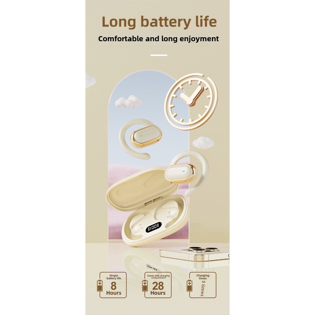 GUKOO Bluetooth headset OWS noise reduction, built-in charging display, long battery life,