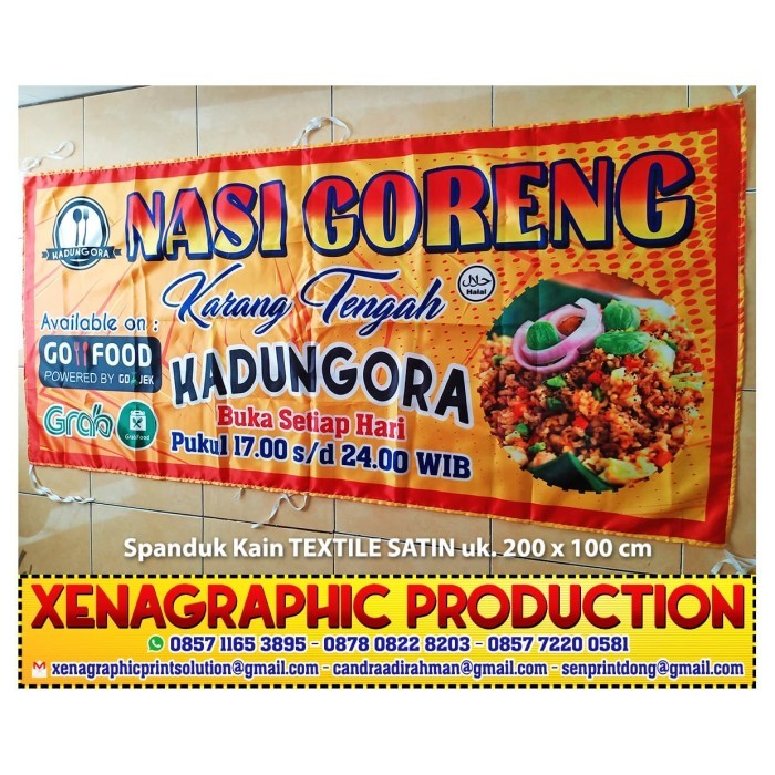 CETAK SPANDUK KAIN PECEL LELE AYAM CUSTOM PREMIUM