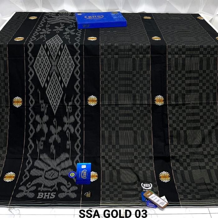 Kosanshoop Sarung Bhs Classic Gold Motif C45 Ssa, Bhs Classic Songket, Putih Hitam