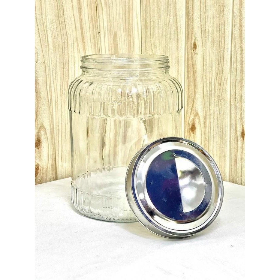 TOPLES KACA 5 LITER DENGAN TUTUP STAINLESS/ TOPLES 5000ML  + TUTUP