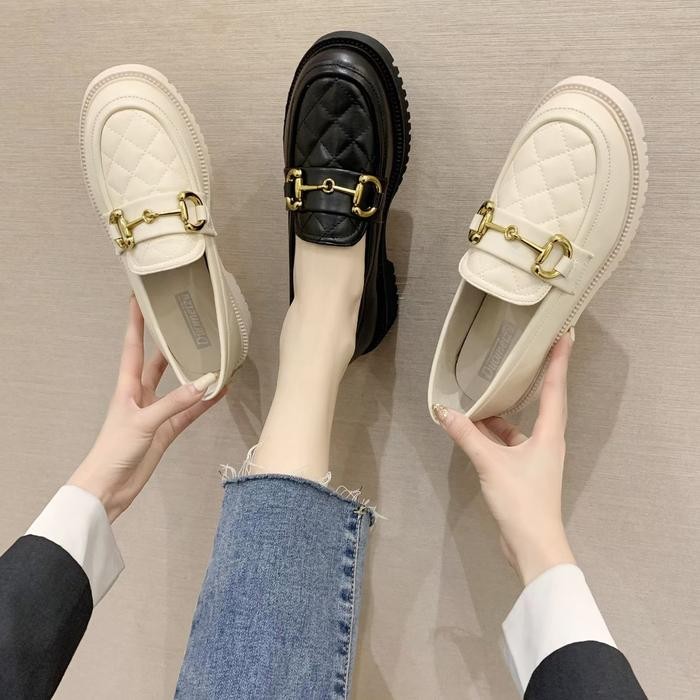Avanceid 1909 Loafers Sepatu Sneakers Wanita Kerja Docmart Hitam Karet